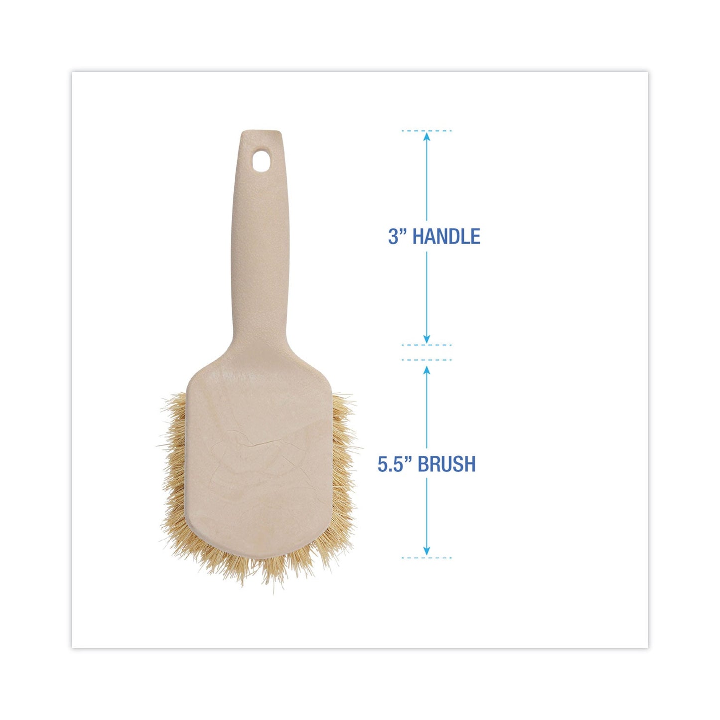 Utility Brush, Cream Tampico Bristles, 5.5" Brush, 3" Tan Plastic Handle - OrderMe