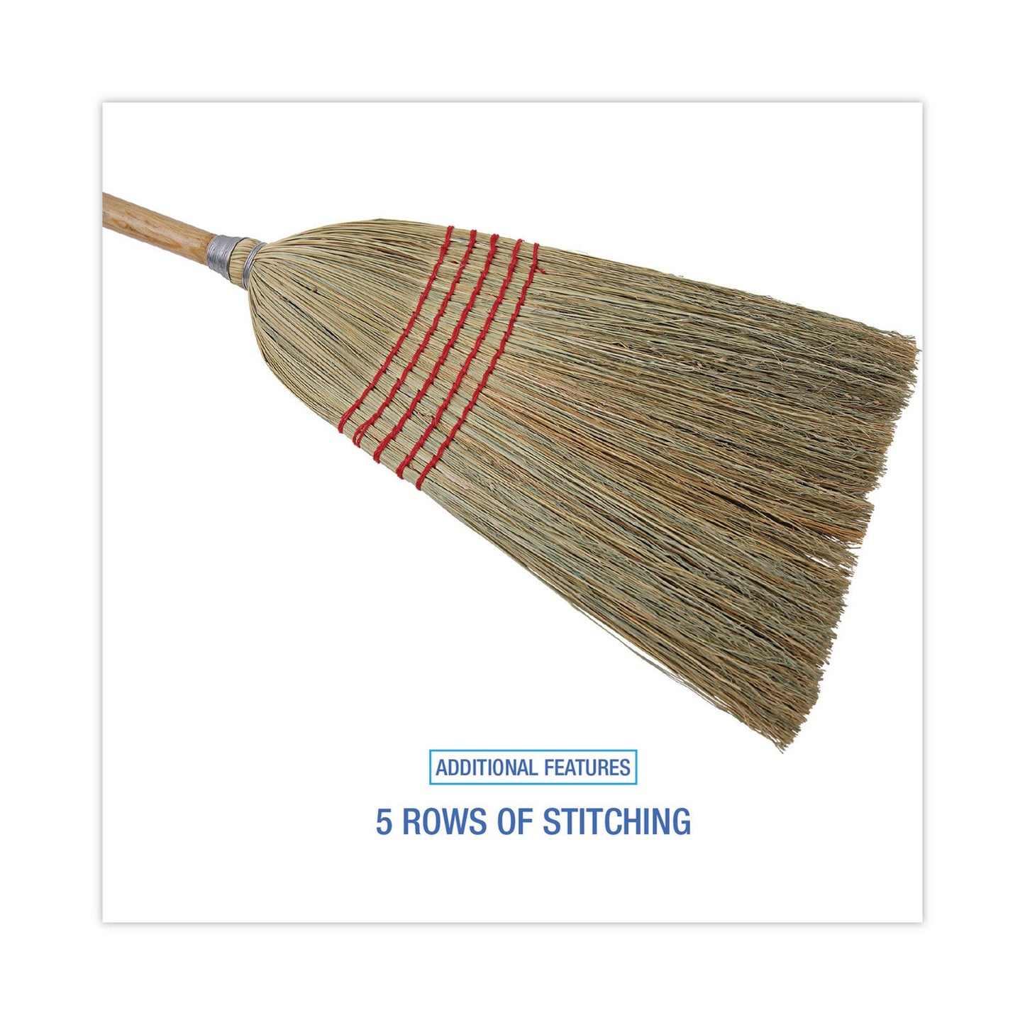 Parlor Broom, Corn Fiber Bristles, 55" Overall Length, Natural - OrderMe