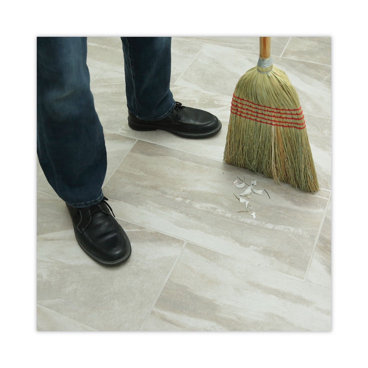 Parlor Broom, Corn Fiber Bristles, 55" Overall Length, Natural - OrderMe