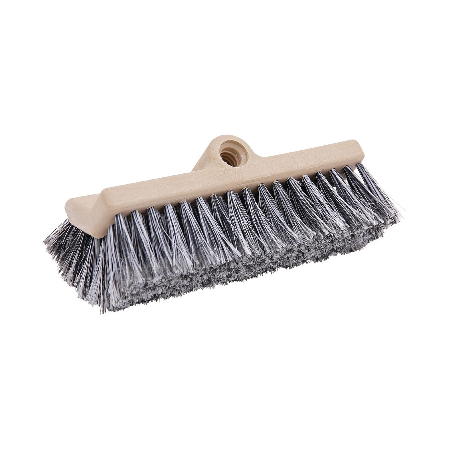 Dual-Surface Black Polypropylene Bristles, 10" Brush, Brown Plastic Handle - OrderMe