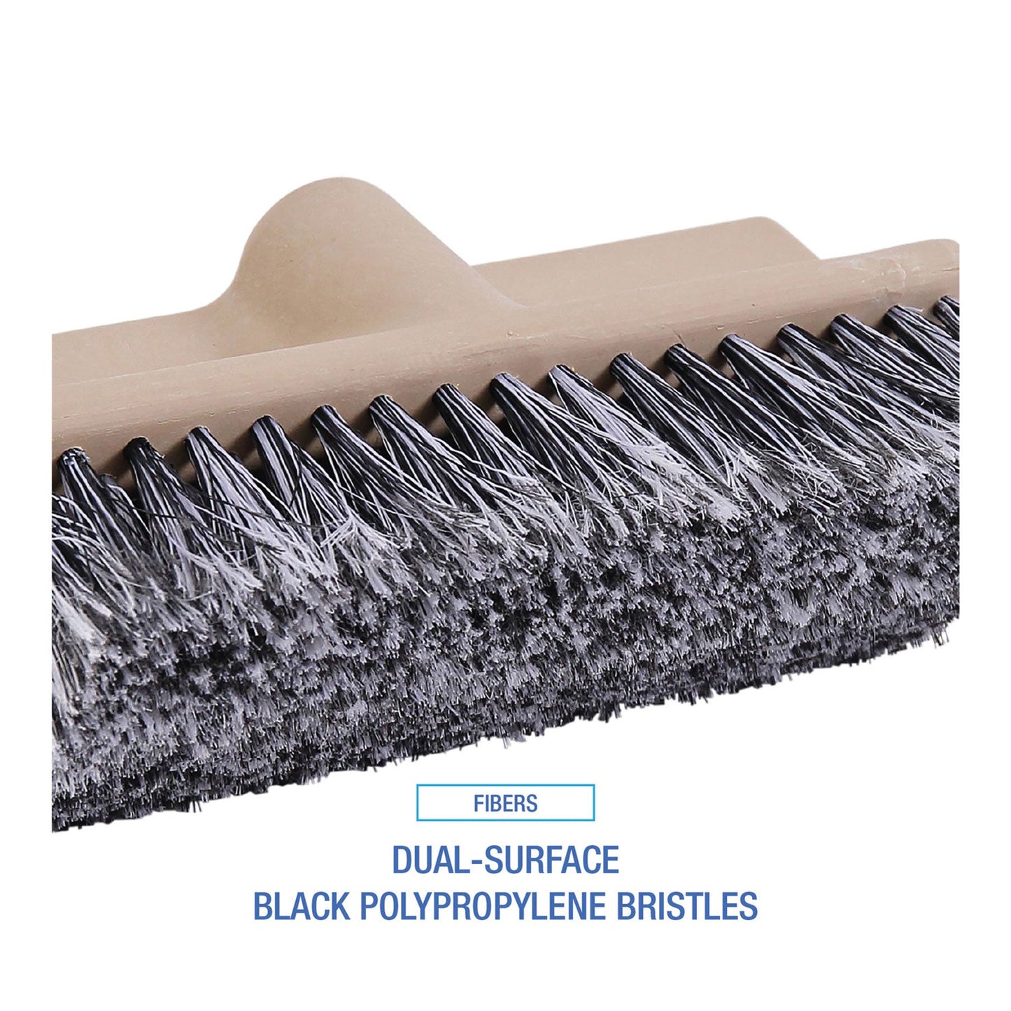 Dual-Surface Black Polypropylene Bristles, 10" Brush, Brown Plastic Handle - OrderMe