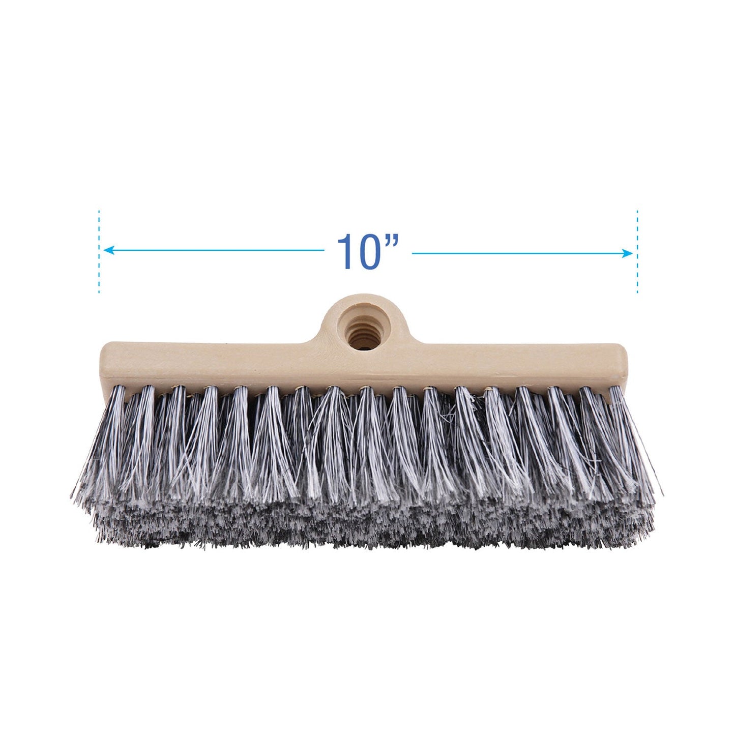 Dual-Surface Black Polypropylene Bristles, 10" Brush, Brown Plastic Handle - OrderMe