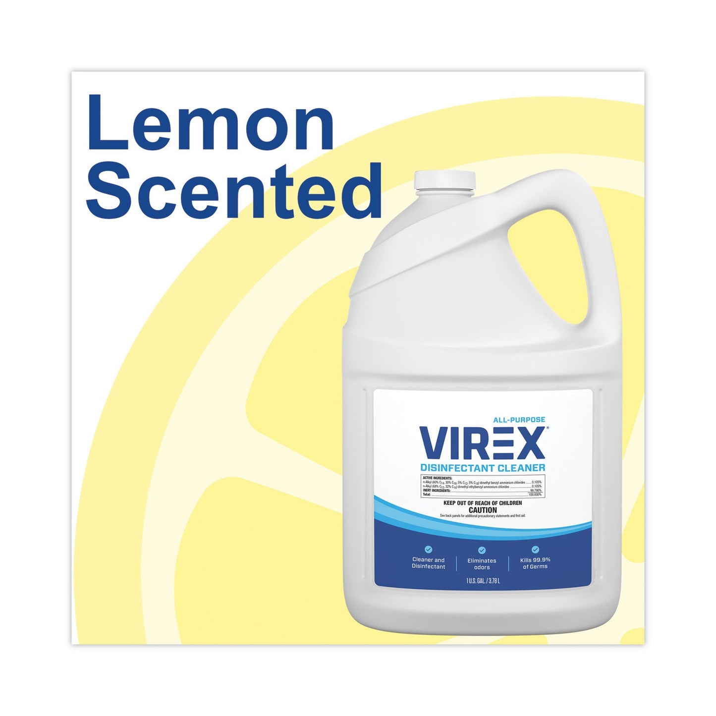 Virex All-Purpose Disinfectant Cleaner, Lemon Scent, 1 gal Container, 2/Carton - OrderMe