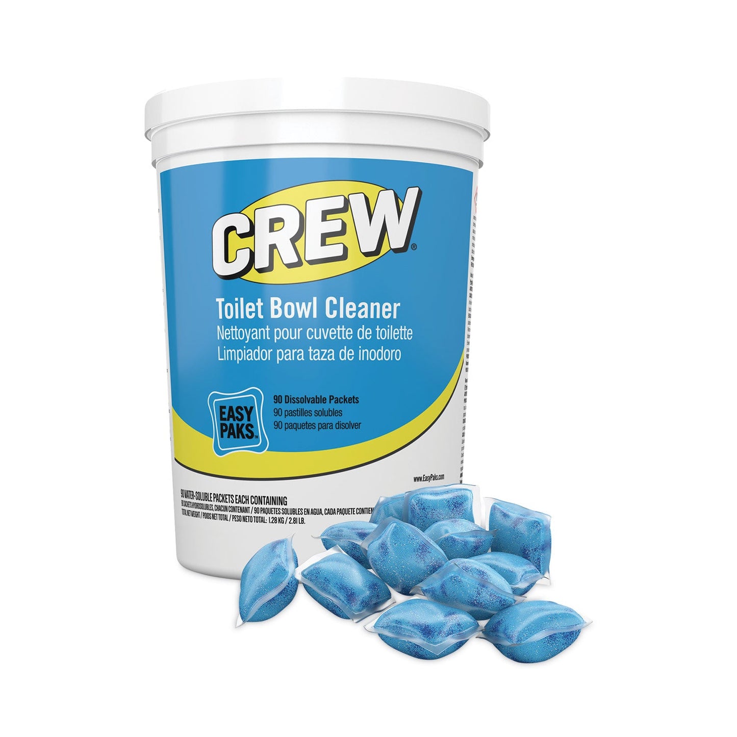 Crew Easy Paks Toilet Bowl Cleaner, Fresh Floral Scent, 0.5 oz Packet, 90 Packets/Tub, 2 Tubs/Carton - OrderMe