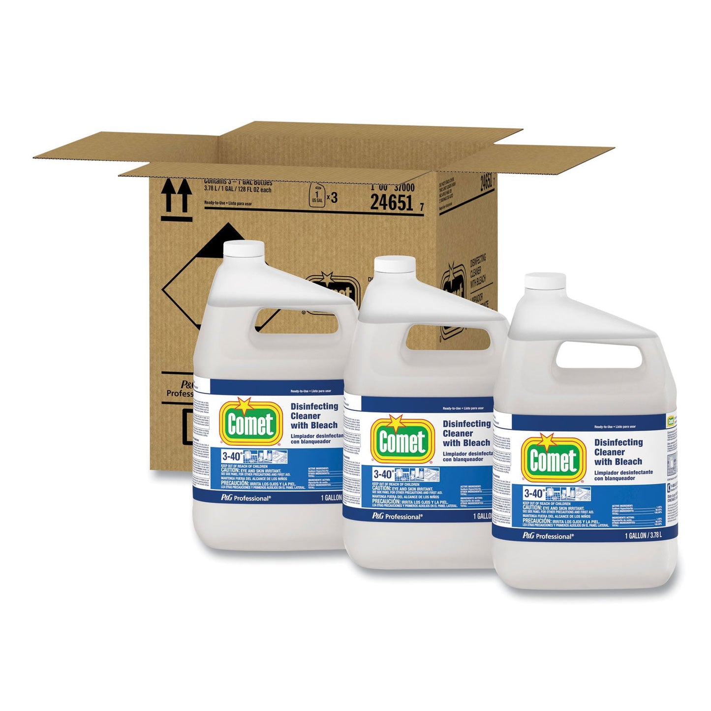 Disinfecting Cleaner w/Bleach, 1 gal Bottle, 3/Carton - OrderMe