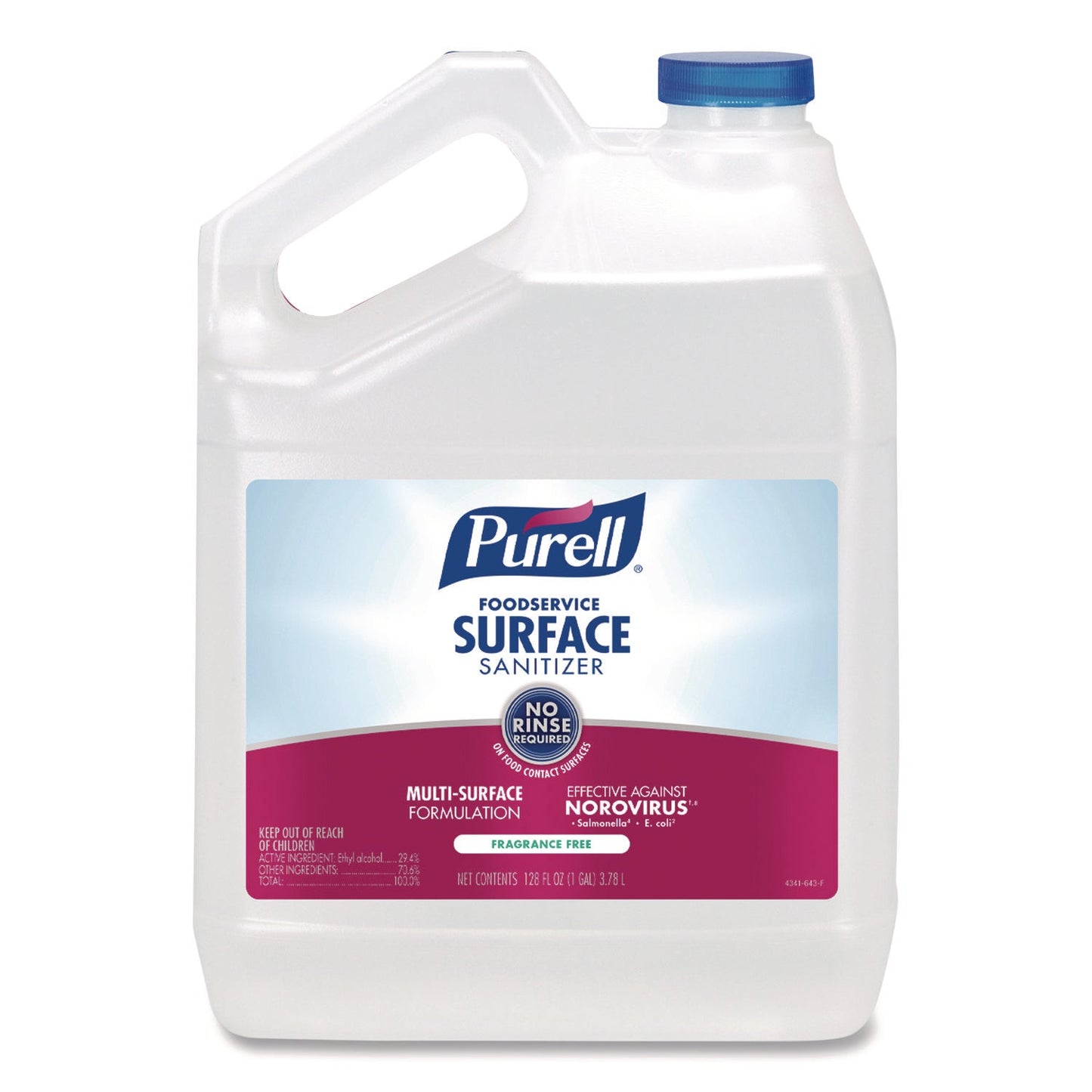 Foodservice Surface Sanitizer, Fragrance Free, 1 gal Bottle, 4/Carton - OrderMe