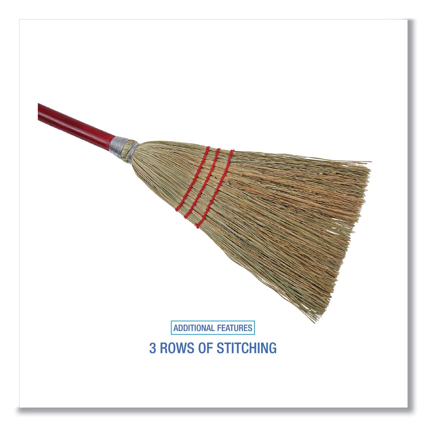 Corn Fiber Lobby/Toy Broom, Corn Fiber Bristles, 39" Overall Length, Red, 12/Carton - OrderMe