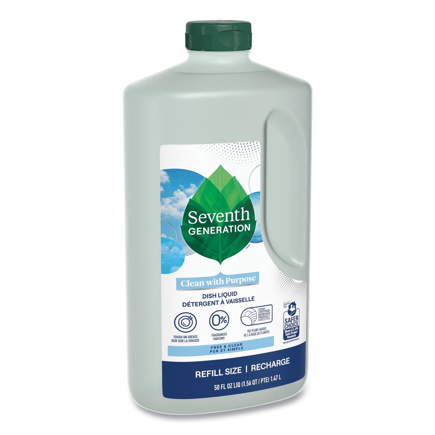 Natural Dishwashing Liquid, Free and Clear, 50 oz Bottle, 3/Carton - OrderMe