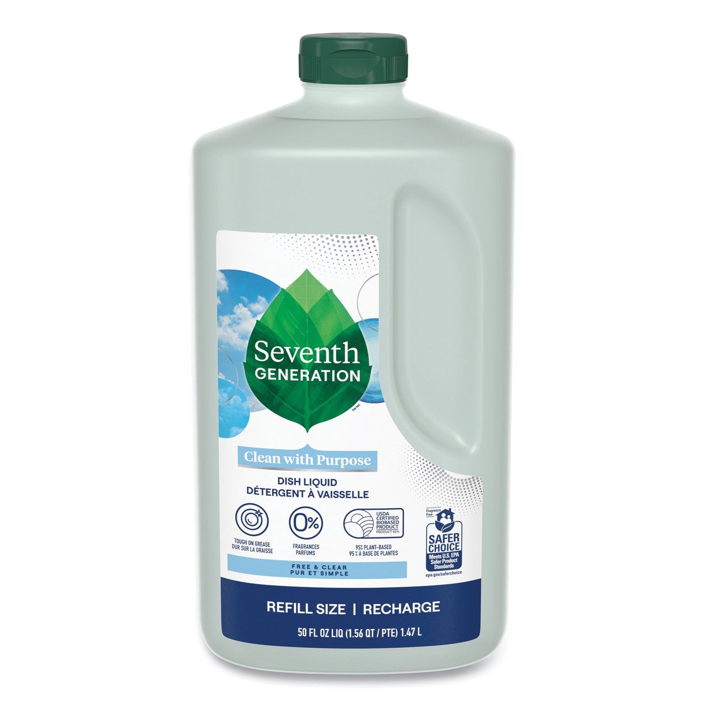 Natural Dishwashing Liquid, Free and Clear, 50 oz Bottle, 3/Carton - OrderMe
