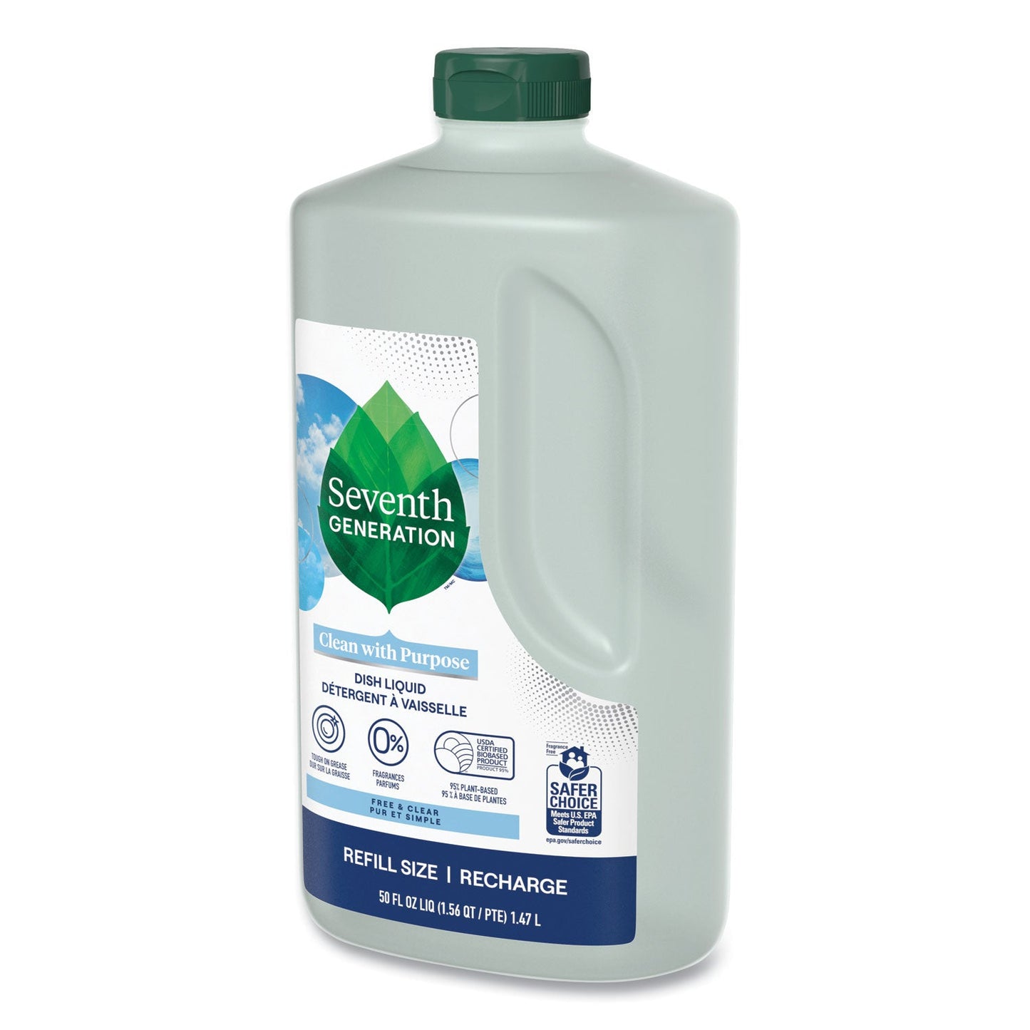 Natural Dishwashing Liquid, Free and Clear, 50 oz Bottle, 3/Carton - OrderMe