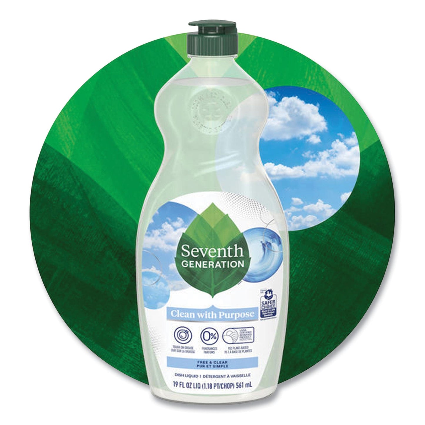 Natural Dishwashing Liquid, Free and Clear, 19 oz Bottle, 6/Carton - OrderMe
