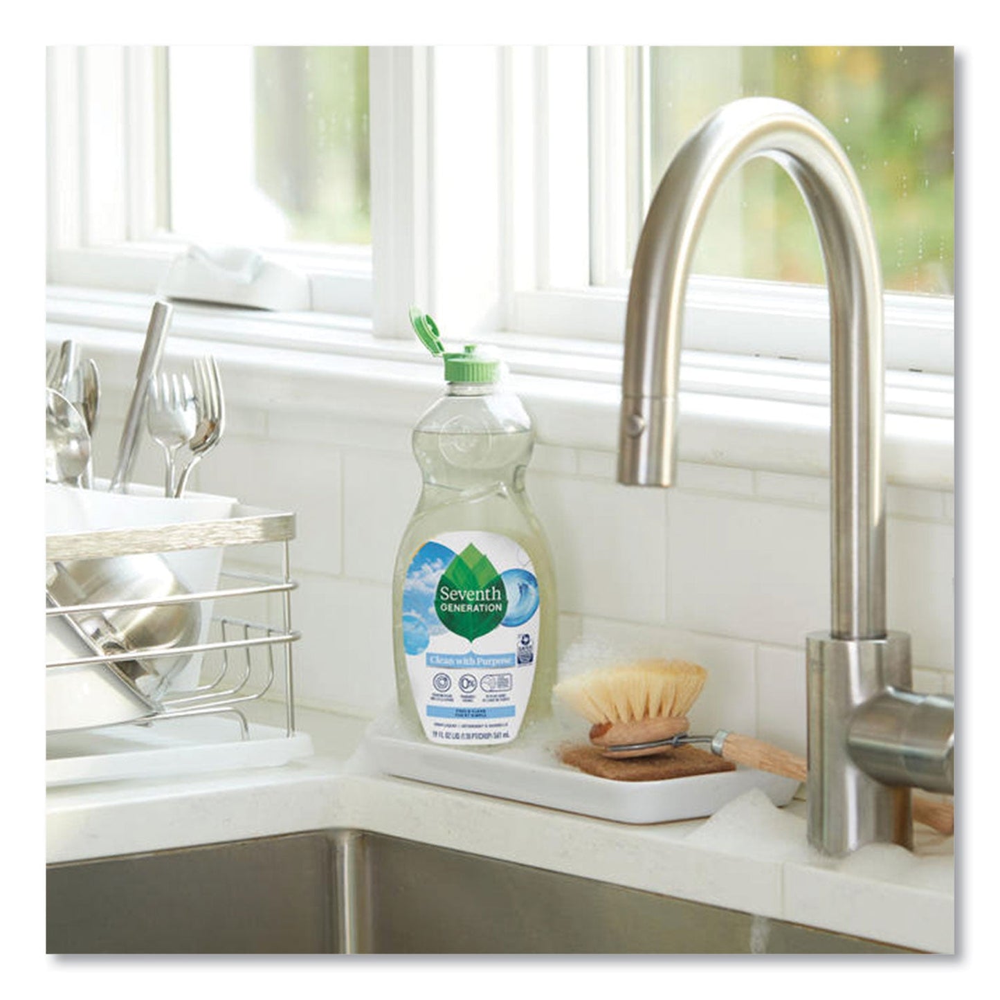 Natural Dishwashing Liquid, Free and Clear, 19 oz Bottle, 6/Carton - OrderMe