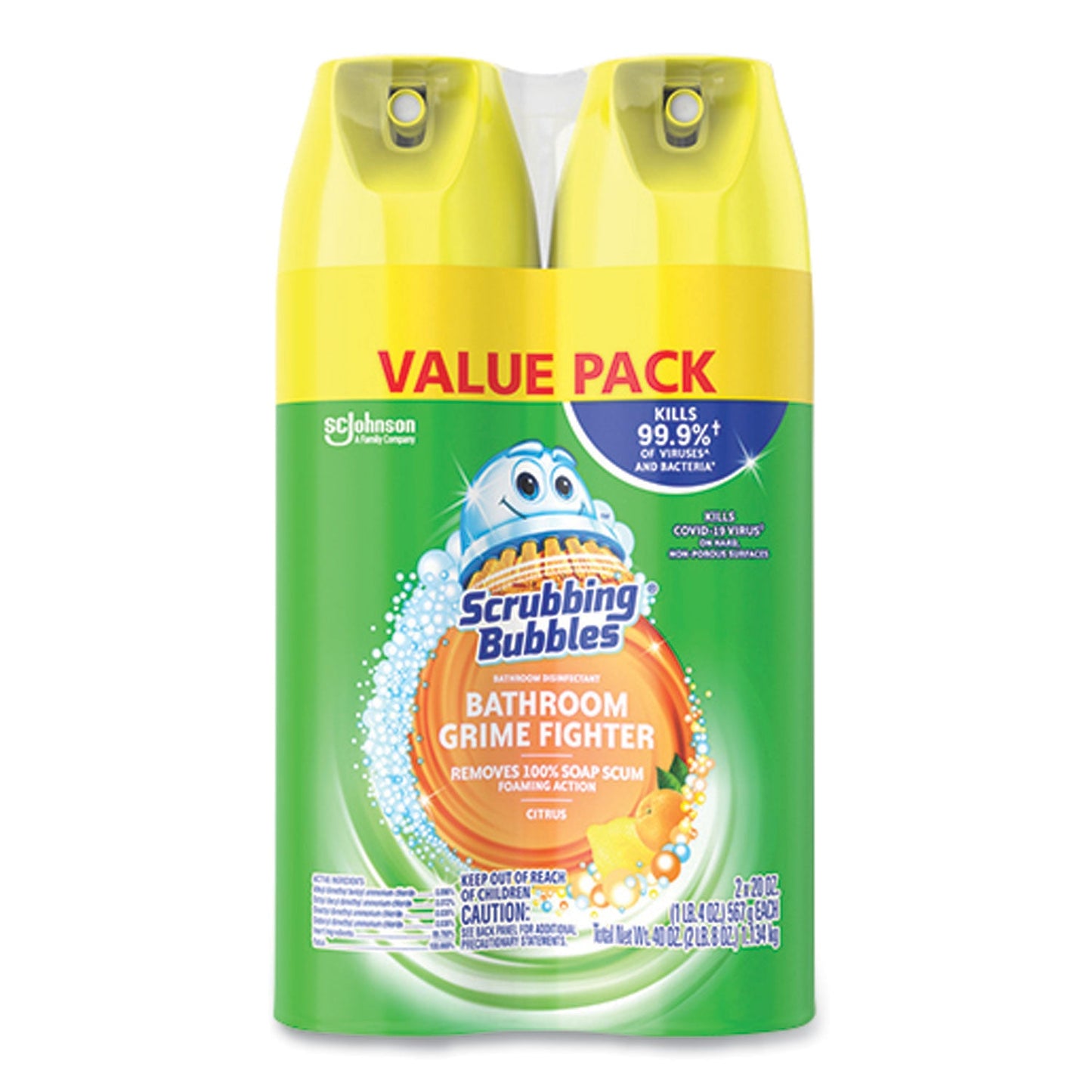 Bathroom Disinfectant Grime Fighter Aerosol, Citrus Scent, 20 oz Aerosol Can, 2/Pack - OrderMe