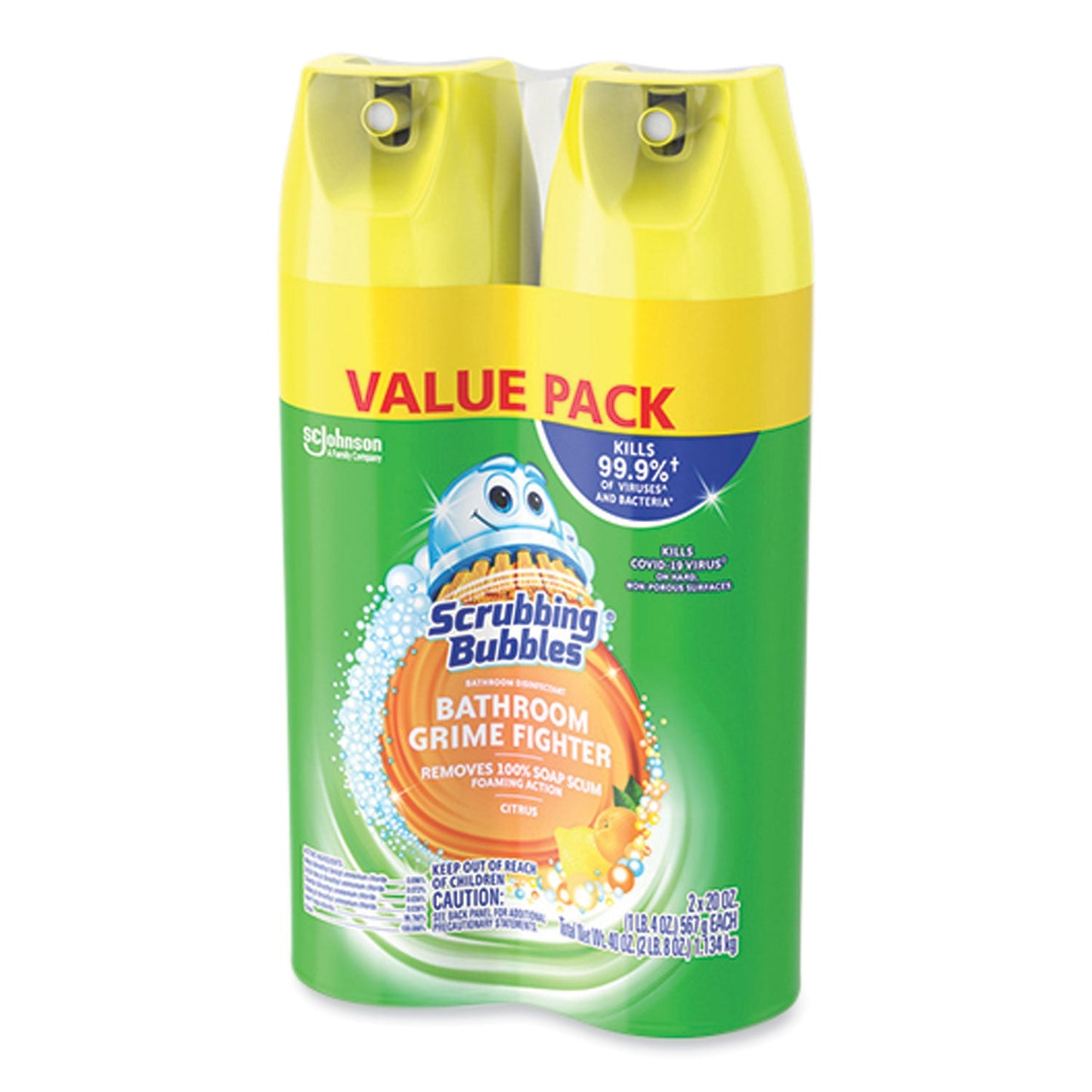 Bathroom Disinfectant Grime Fighter Aerosol, Citrus Scent, 20 oz Aerosol Can, 2/Pack - OrderMe