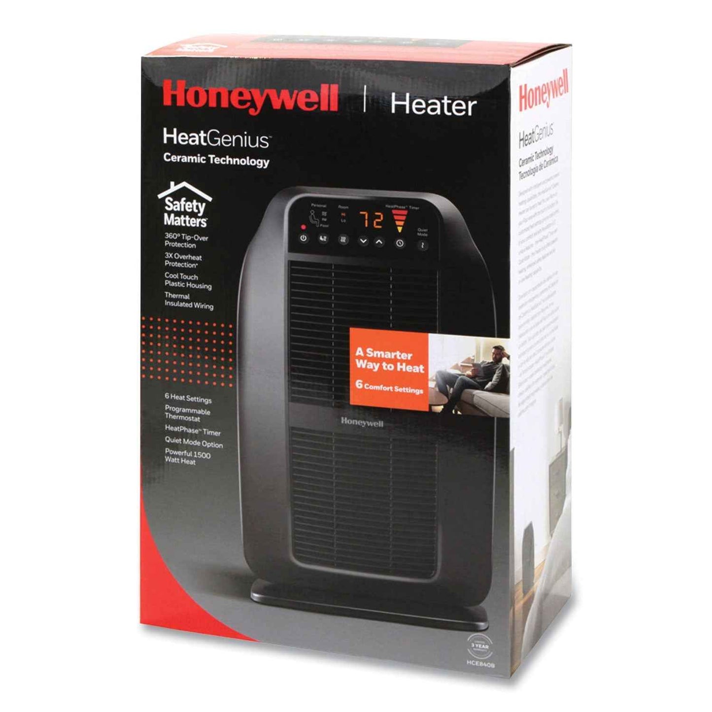 Heat Genius Ceramic Portable Heater, 1,575 W, 5.6 x 10.2 x 17.3, Black - OrderMe