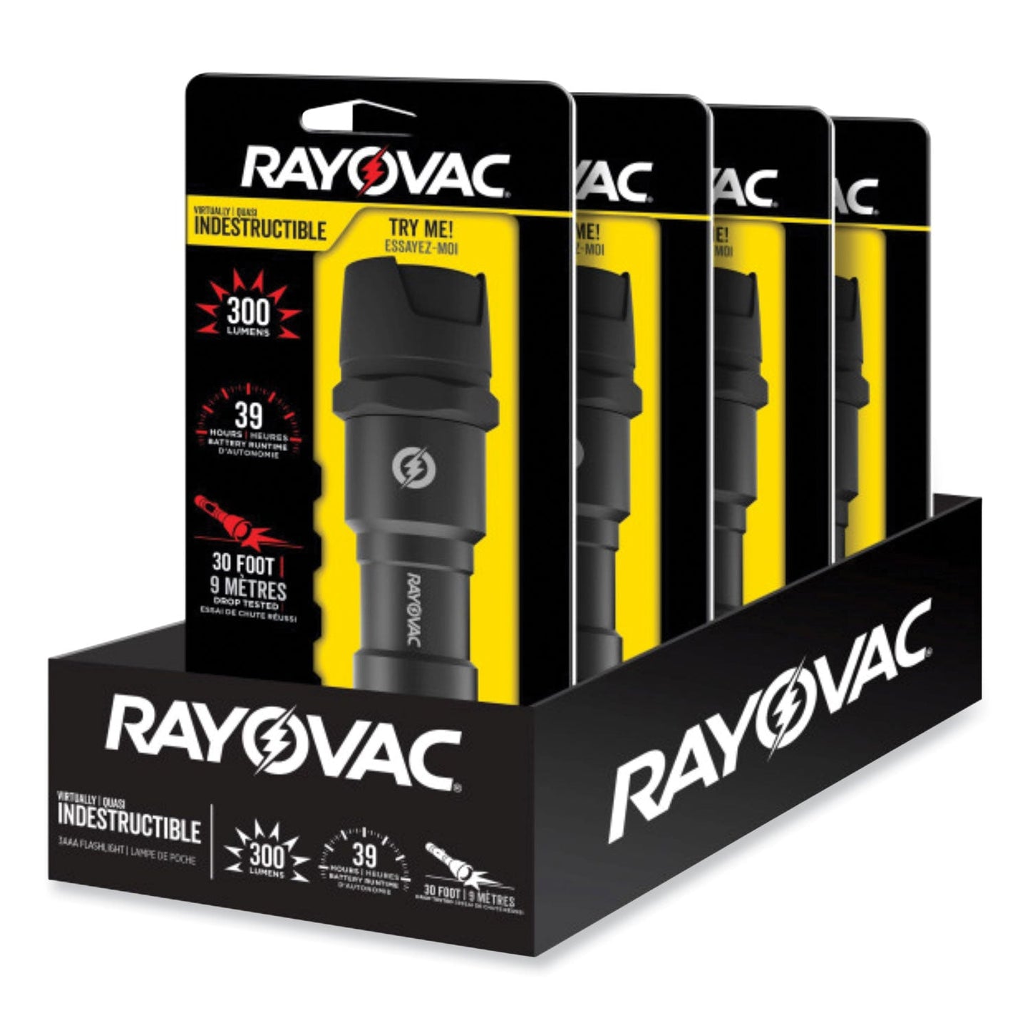 Virtually Indestructible LED Flashlight, 3 AAA Batteries (Included), Black - OrderMe
