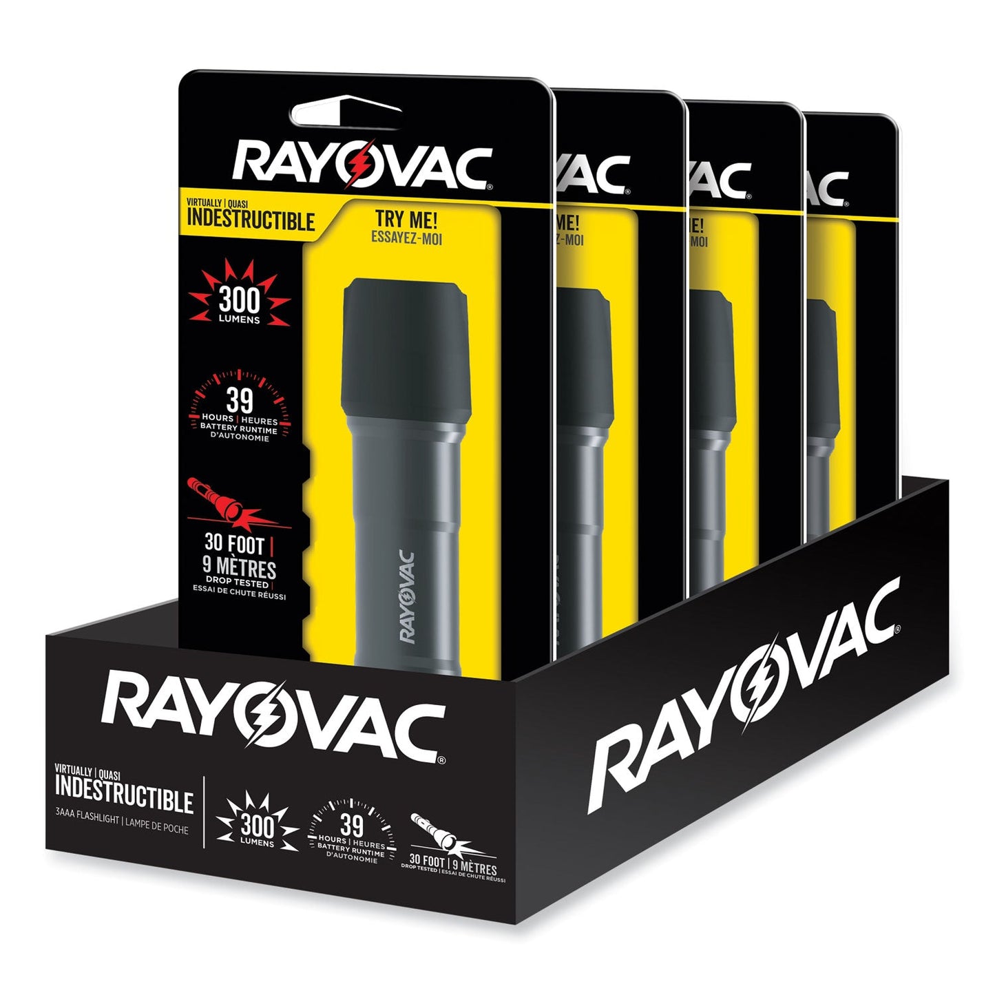 Virtually Indestructible LED Flashlight, 3 AAA Batteries (Included), Black - OrderMe