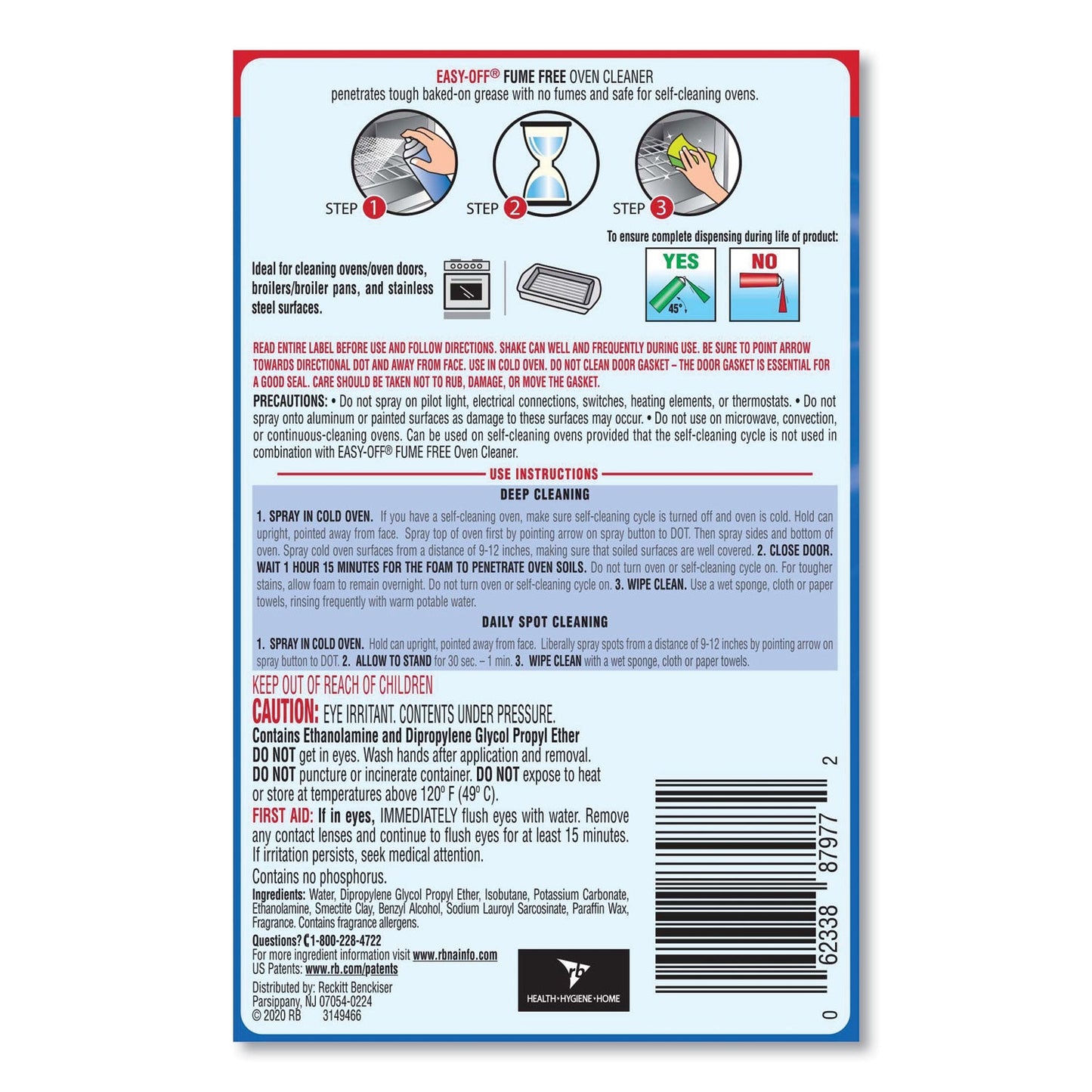 Fume-Free Oven Cleaner, Lemon Scent, 14.5 oz Aerosol Spray - OrderMe
