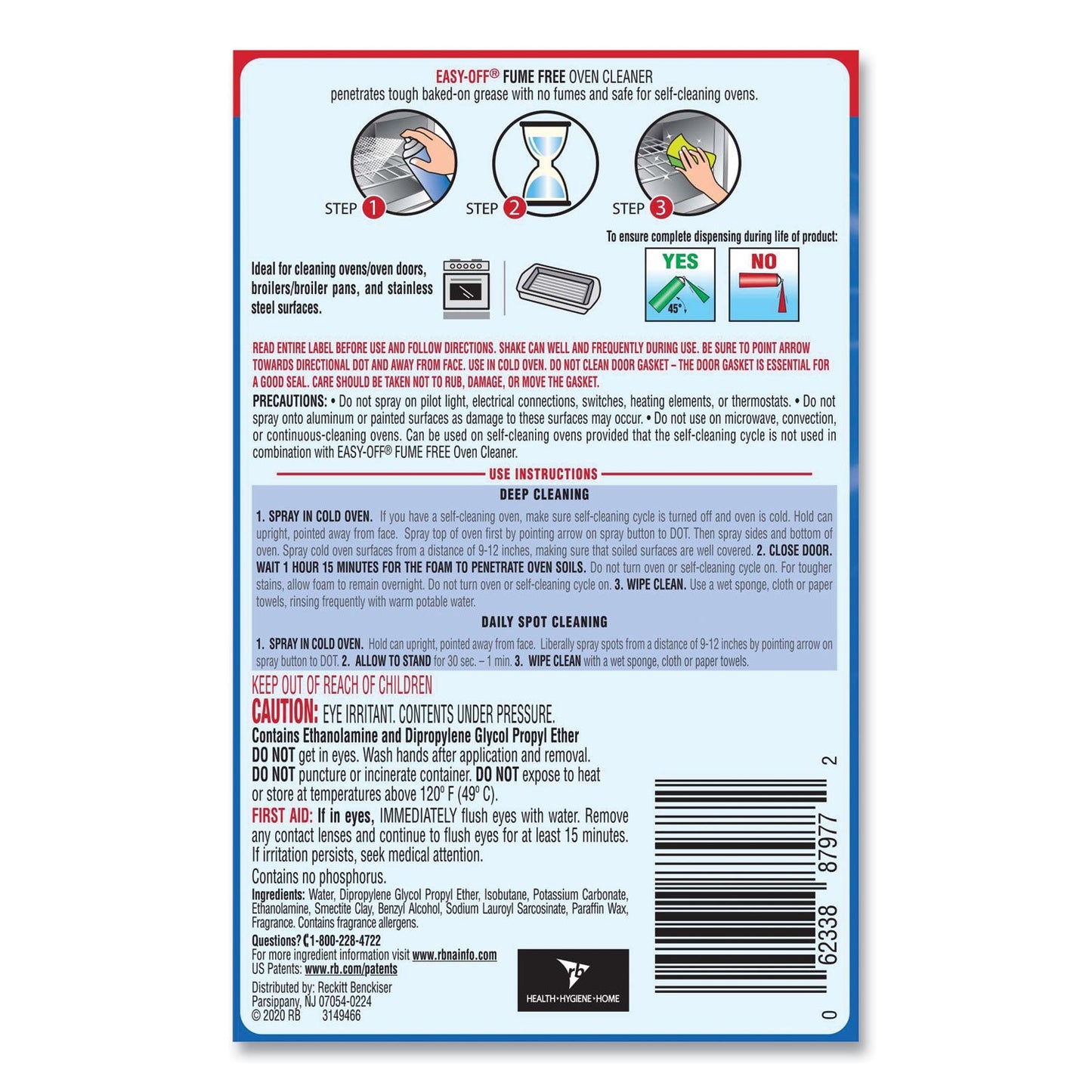 Fume-Free Oven Cleaner, Lemon Scent 14.5 oz Aerosol Spray, 12/Carton - OrderMe