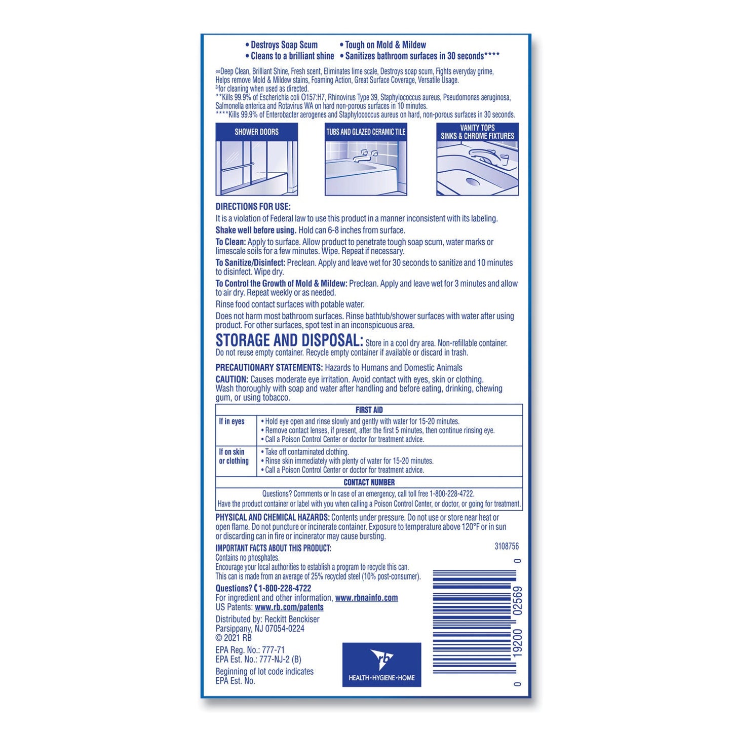 Power Foam Bathroom Cleaner, 24 oz Aerosol Spray - OrderMe