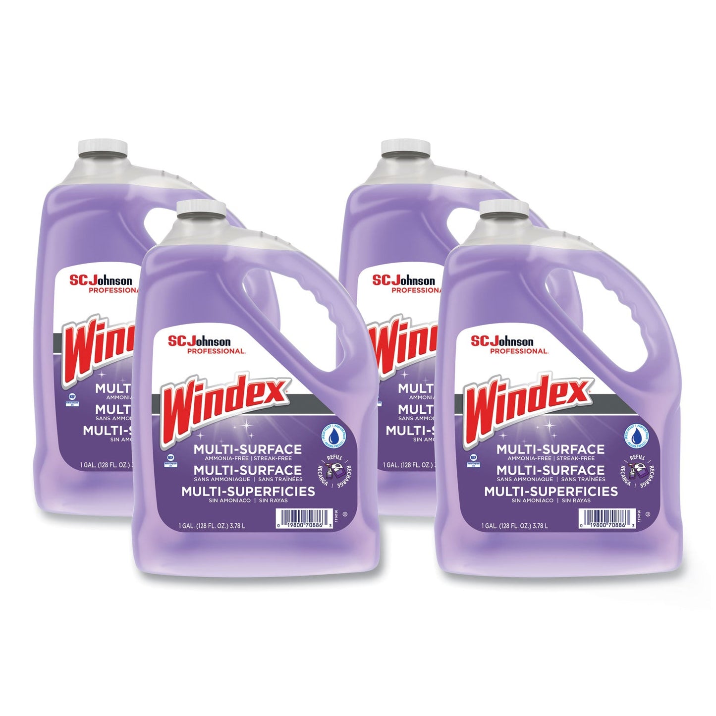 Non-Ammoniated Glass/Multi Surface Cleaner, Pleasant Scent, 128 oz Bottle, 4/CT - OrderMe