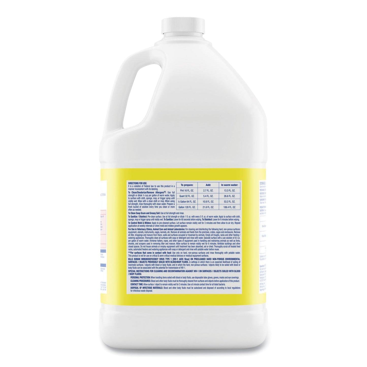 Disinfectant Deodorizing Cleaner Concentrate, Lemon Scent, 128 oz Bottle - OrderMe