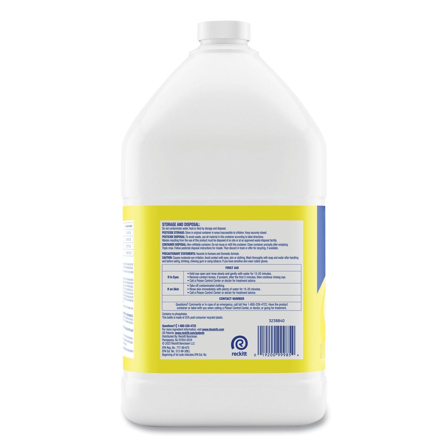 Disinfectant Deodorizing Cleaner Concentrate, Lemon Scent, 128 oz Bottle, 4/Carton - OrderMe