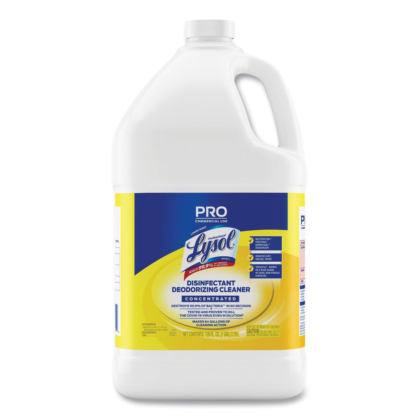 Disinfectant Deodorizing Cleaner Concentrate, Lemon Scent, 128 oz Bottle - OrderMe