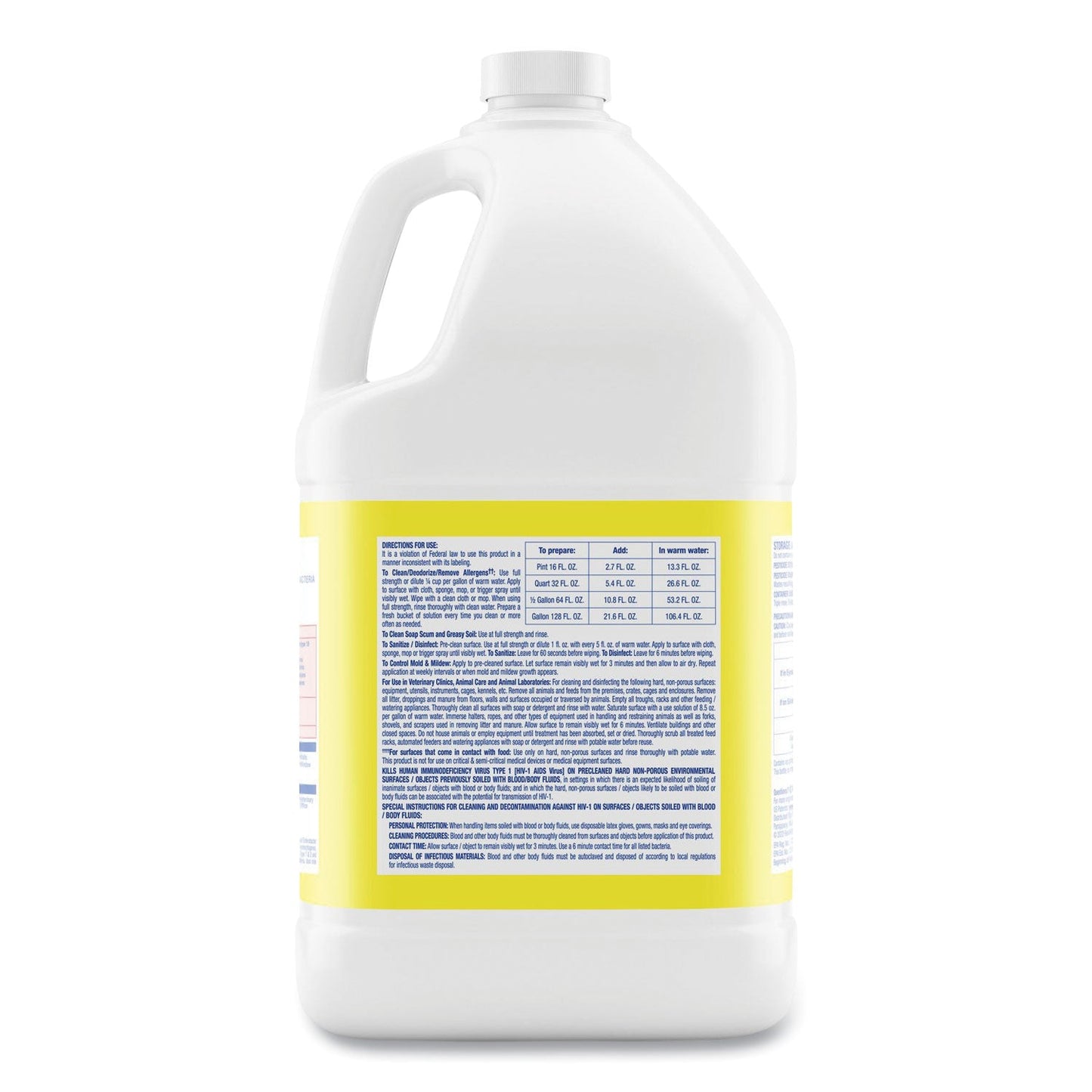 Disinfectant Deodorizing Cleaner Concentrate, Lemon Scent, 128 oz Bottle, 4/Carton - OrderMe
