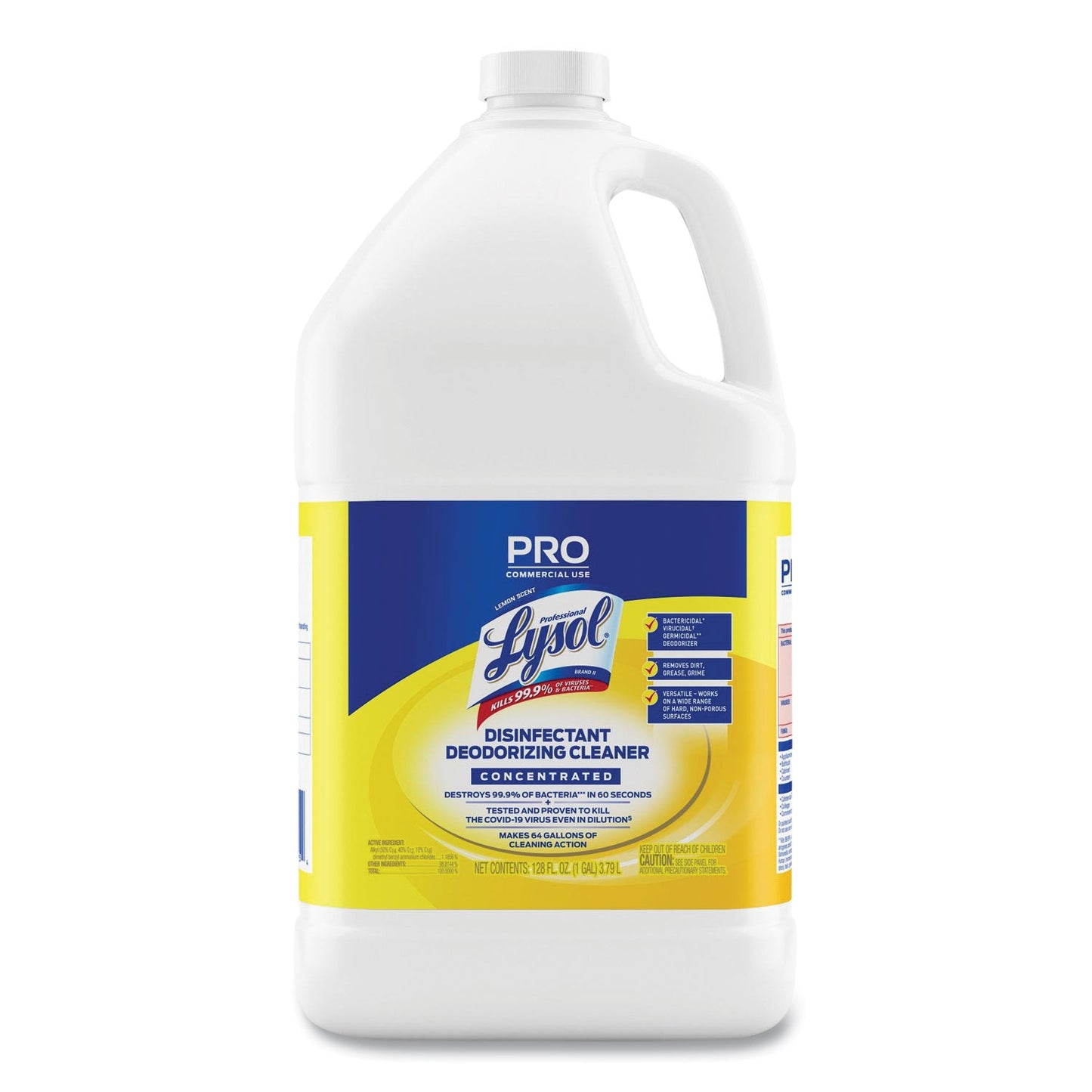 Disinfectant Deodorizing Cleaner Concentrate, Lemon Scent, 128 oz Bottle, 4/Carton - OrderMe