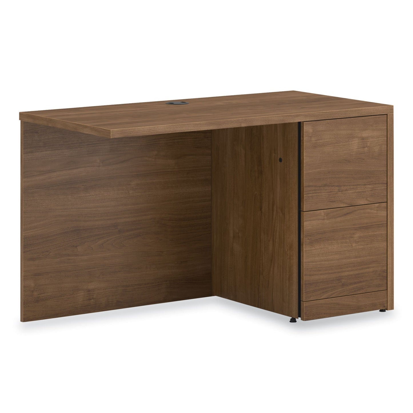 Front view of the 10500 Series Right Return with Full-Height Pedestal, 48" x 24" x 29.5", in a rich Pinnacle finish.