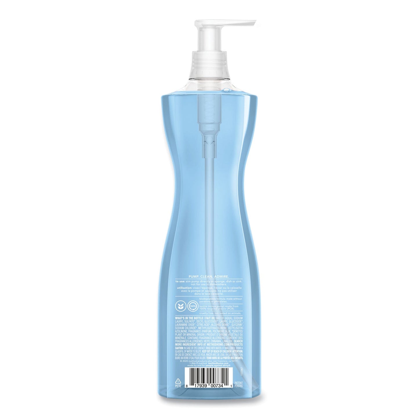 Dish Soap Pump, Hour-Glass Bottle Shape, Sea Minerals Scent, 18 oz Pump Bottle, 6/Carton - OrderMe