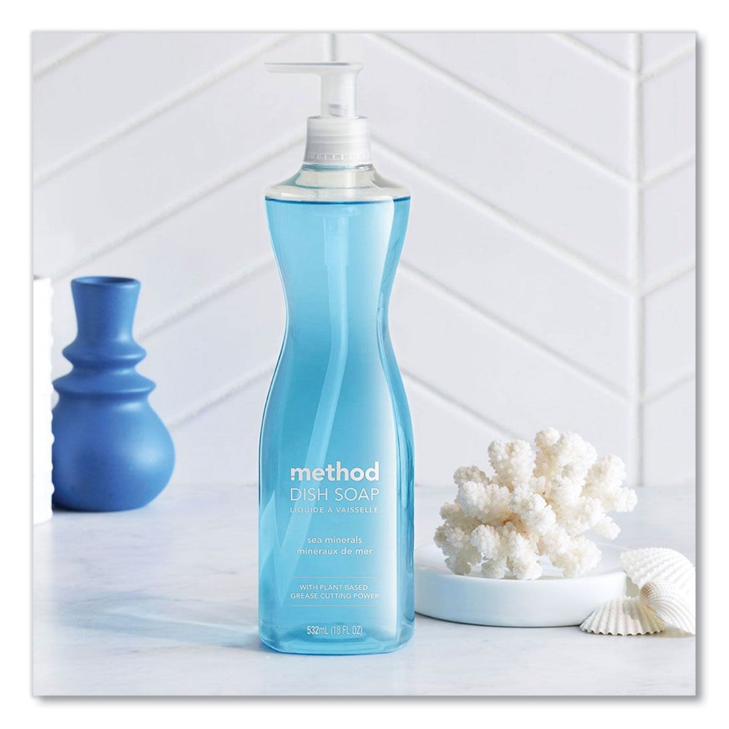 Dish Soap Pump, Hour-Glass Bottle Shape, Sea Minerals Scent, 18 oz Pump Bottle, 6/Carton - OrderMe