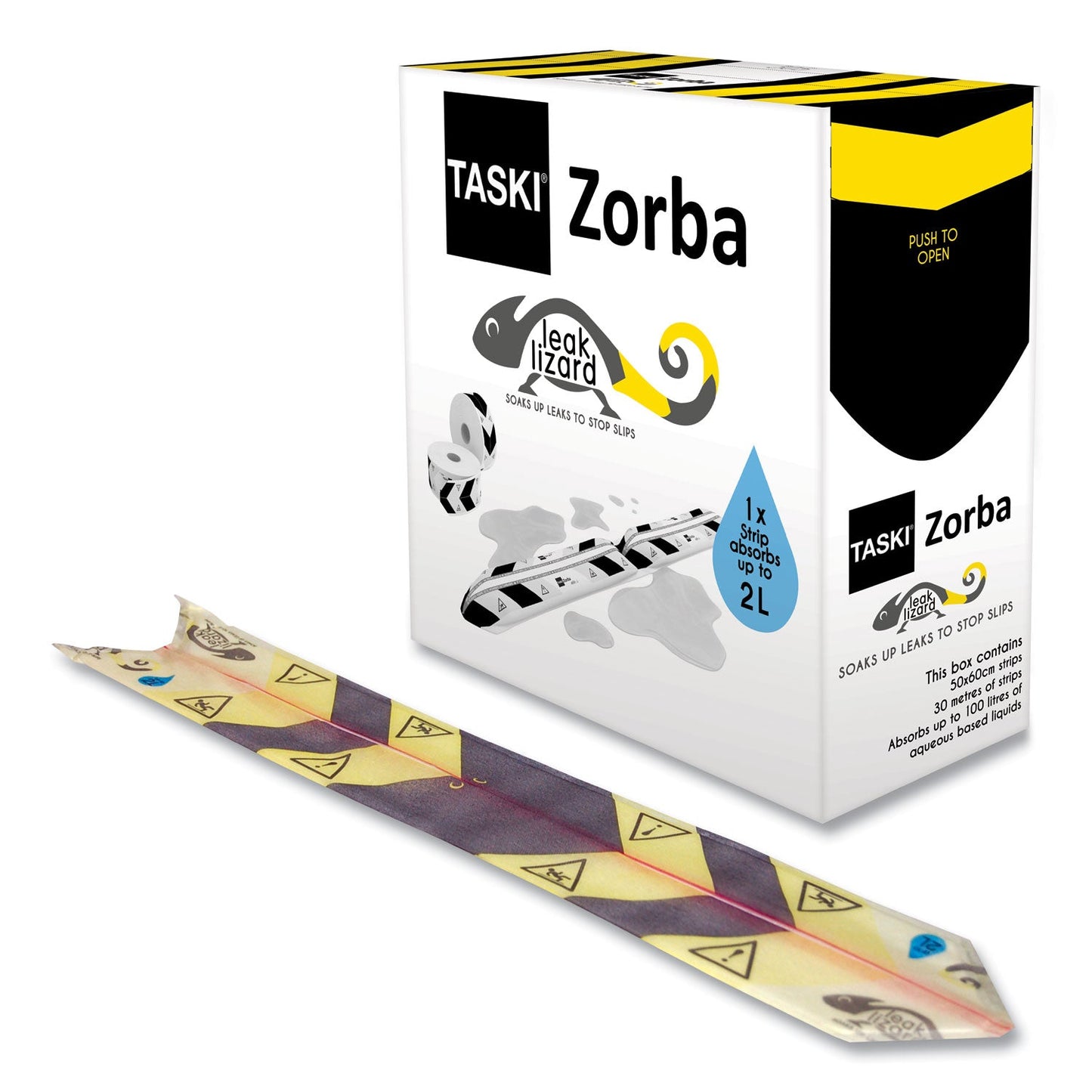 Zorba Absorbent Control Strips, 0.5 gal, 1" x 100 ft, 50 Strips/Box - OrderMe