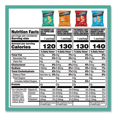 PopCorners Popped Corn Chips Snacks Variety Pack, Assorted Flavors, 1 oz Bag, 28/Pack - OrderMe