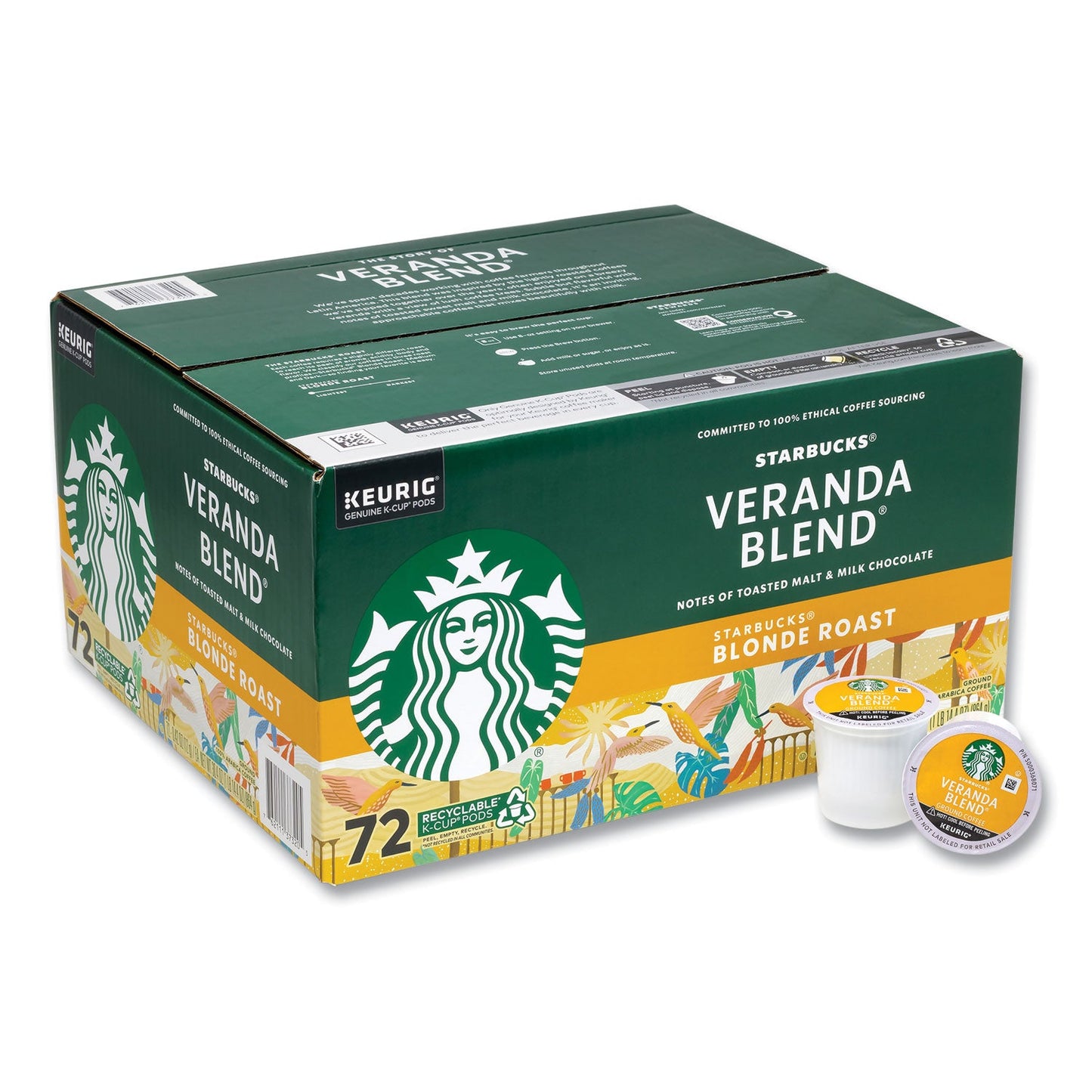 Front view of Veranda Blend Coffee K-Cups carton containing 72 single-serve pods.product-image