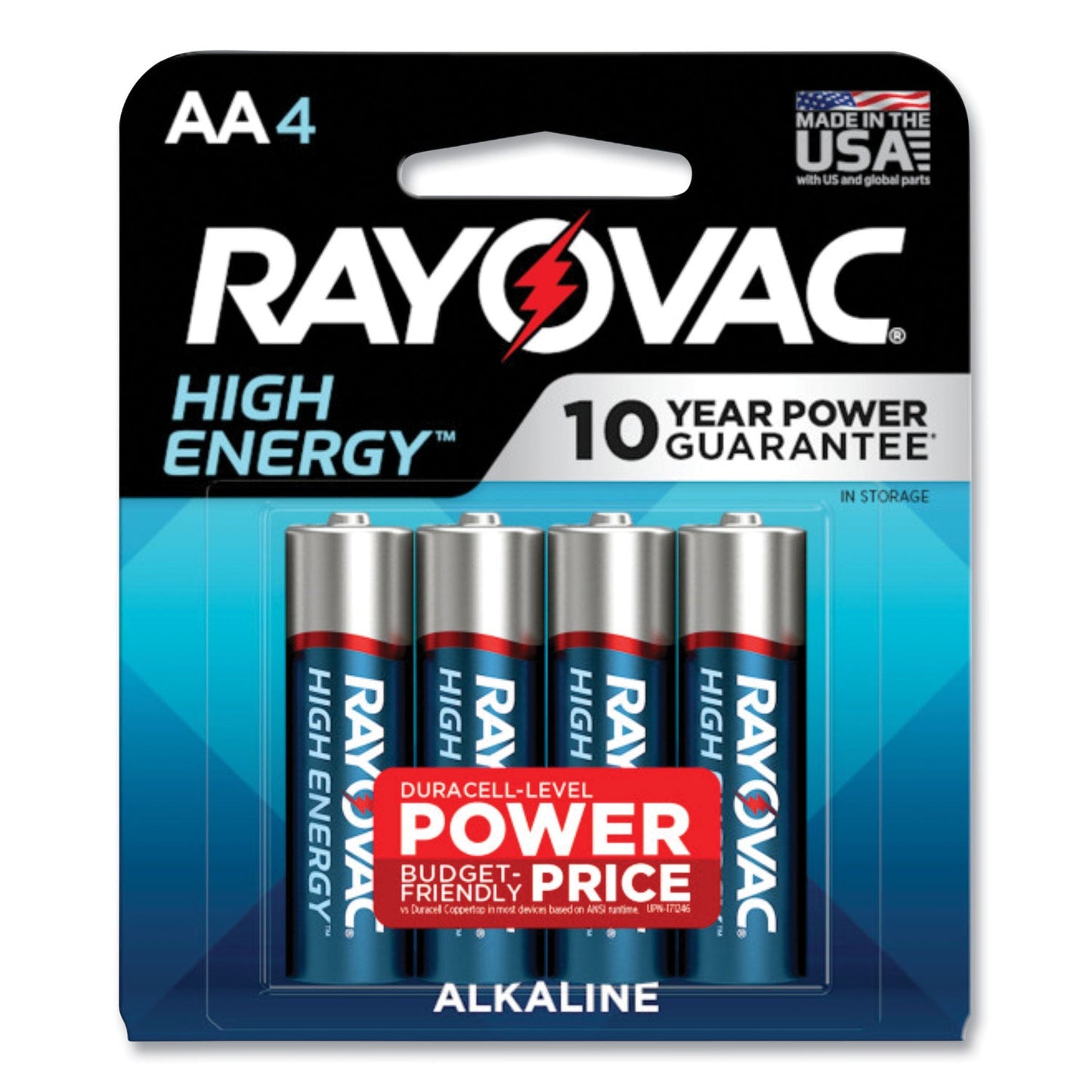 High Energy Premium Alkaline AA Batteries, 4/Pack - OrderMe