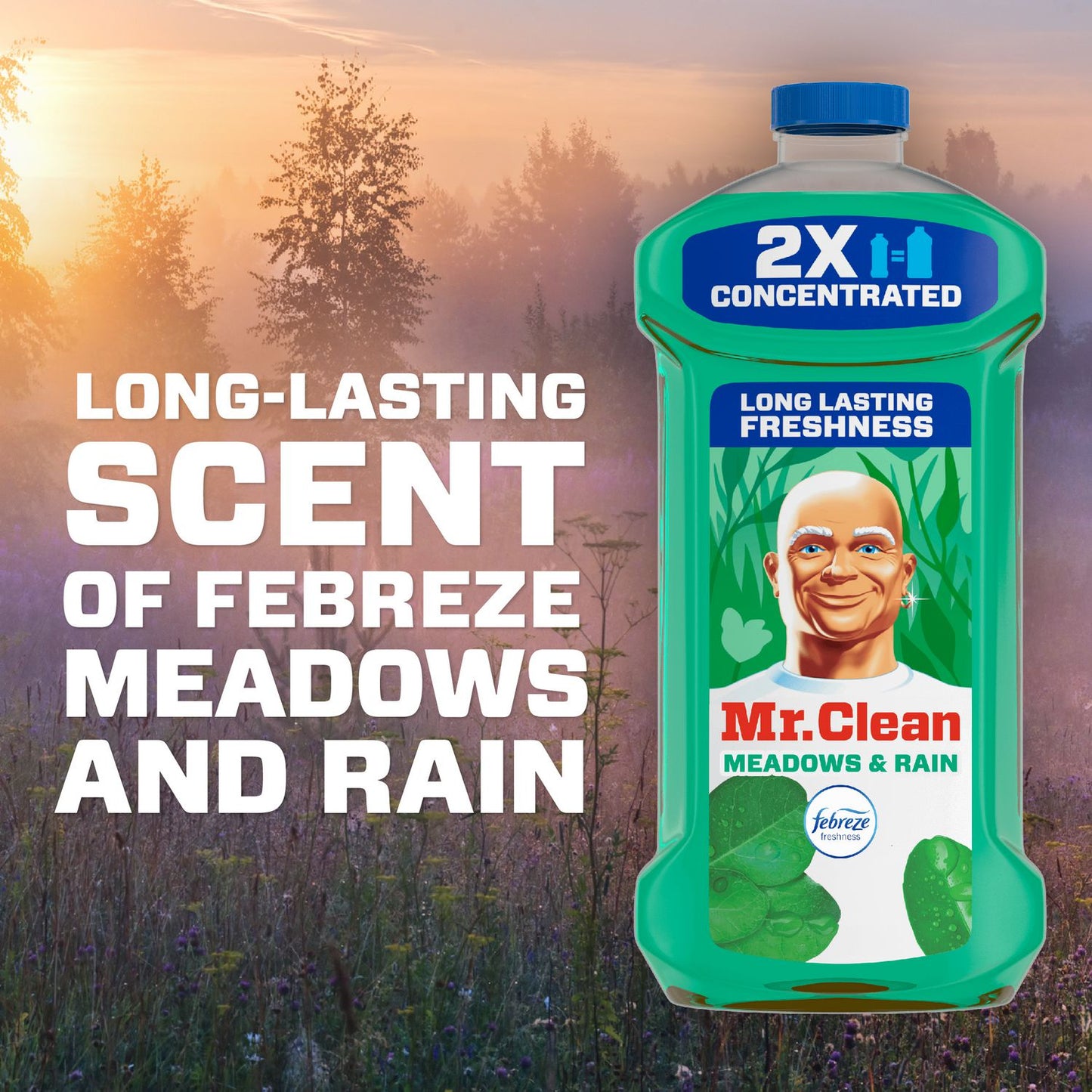 Multipurpose Cleaning Solution with Febreze, Meadows and Rain, 64 oz Bottle - OrderMe