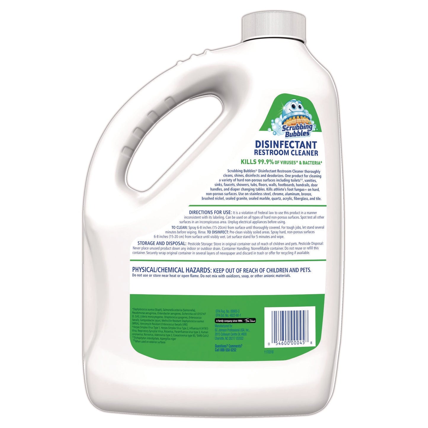 Disinfectant Restroom Cleaner, Citrus Scent, 1 gal Bottle, 4/Carton - OrderMe
