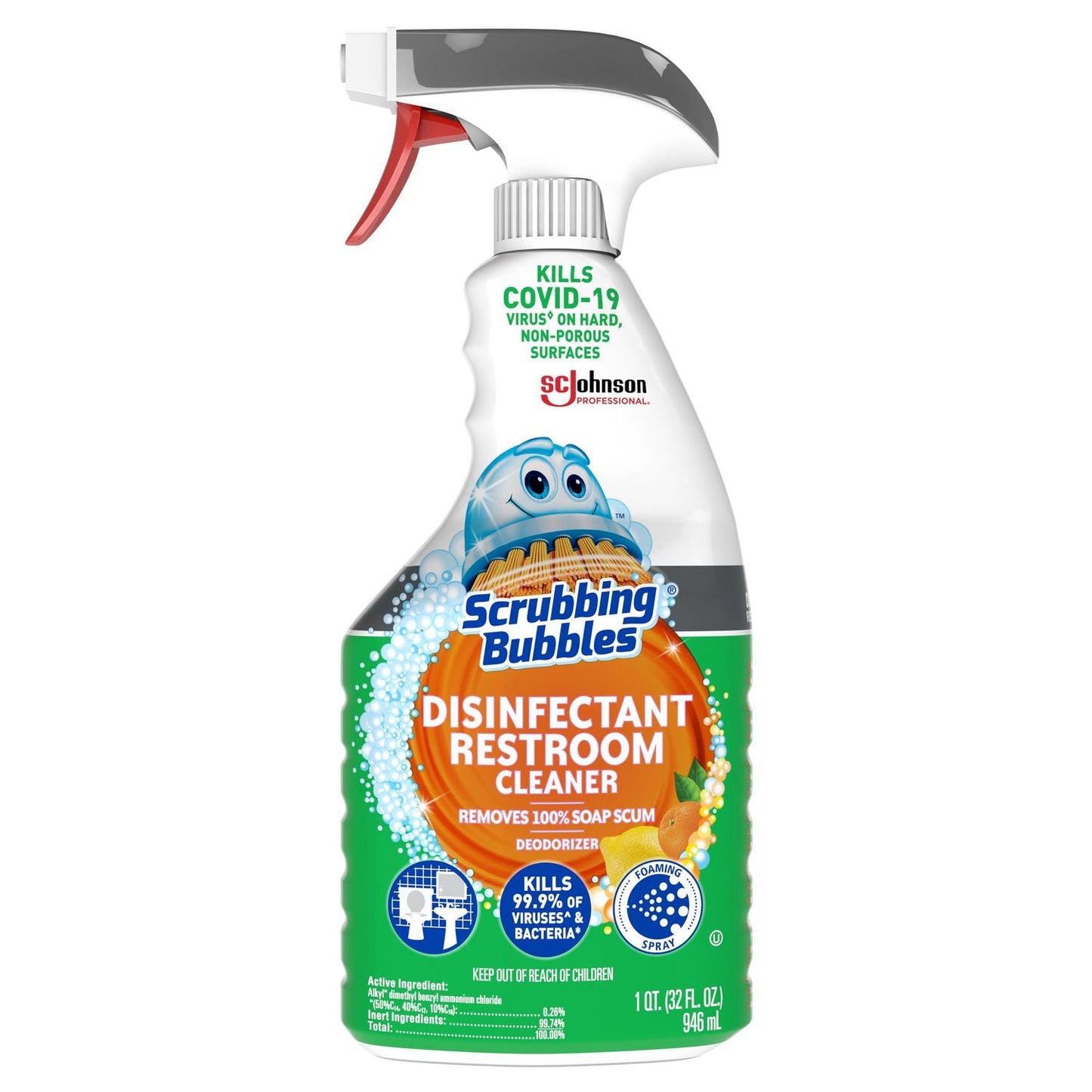 Disinfectant Restroom Cleaner, Citrus Scent, 32 oz Spray Bottle, 8/Carton - OrderMe