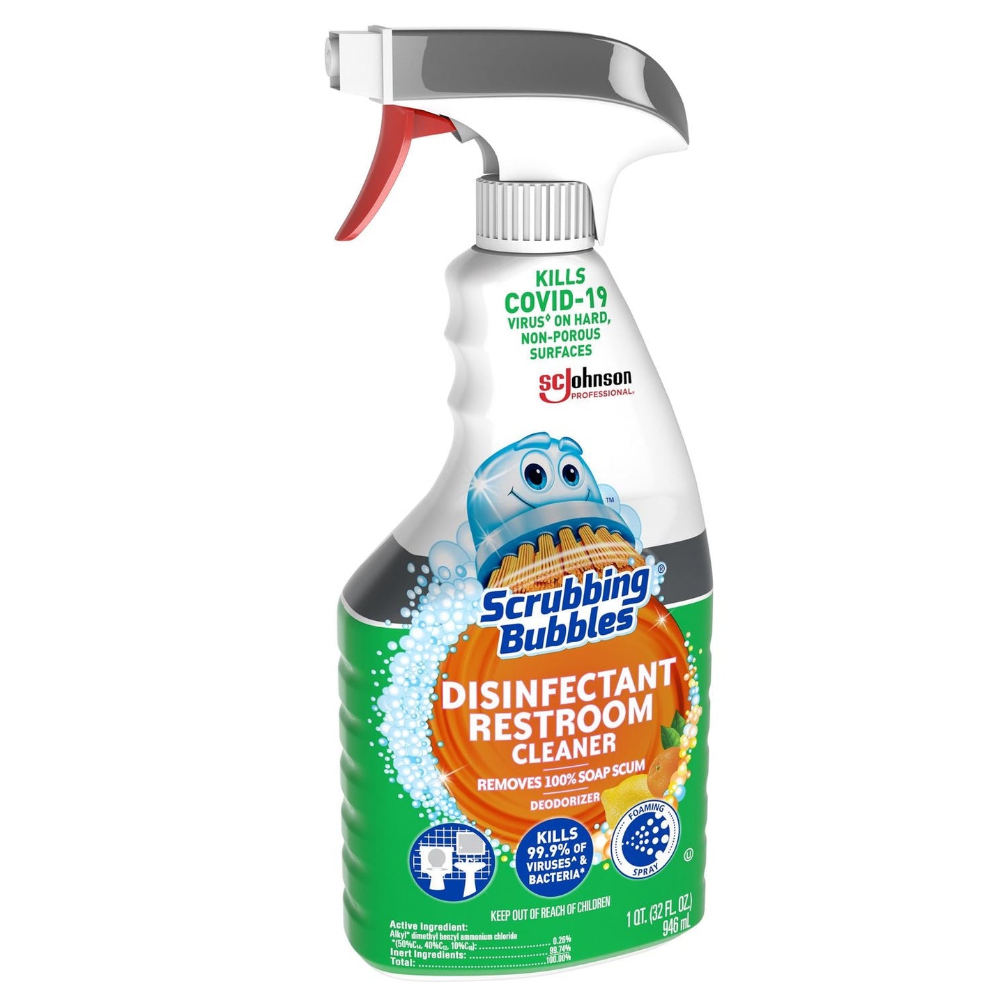 Disinfectant Restroom Cleaner, Citrus Scent, 32 oz Spray Bottle, 8/Carton - OrderMe