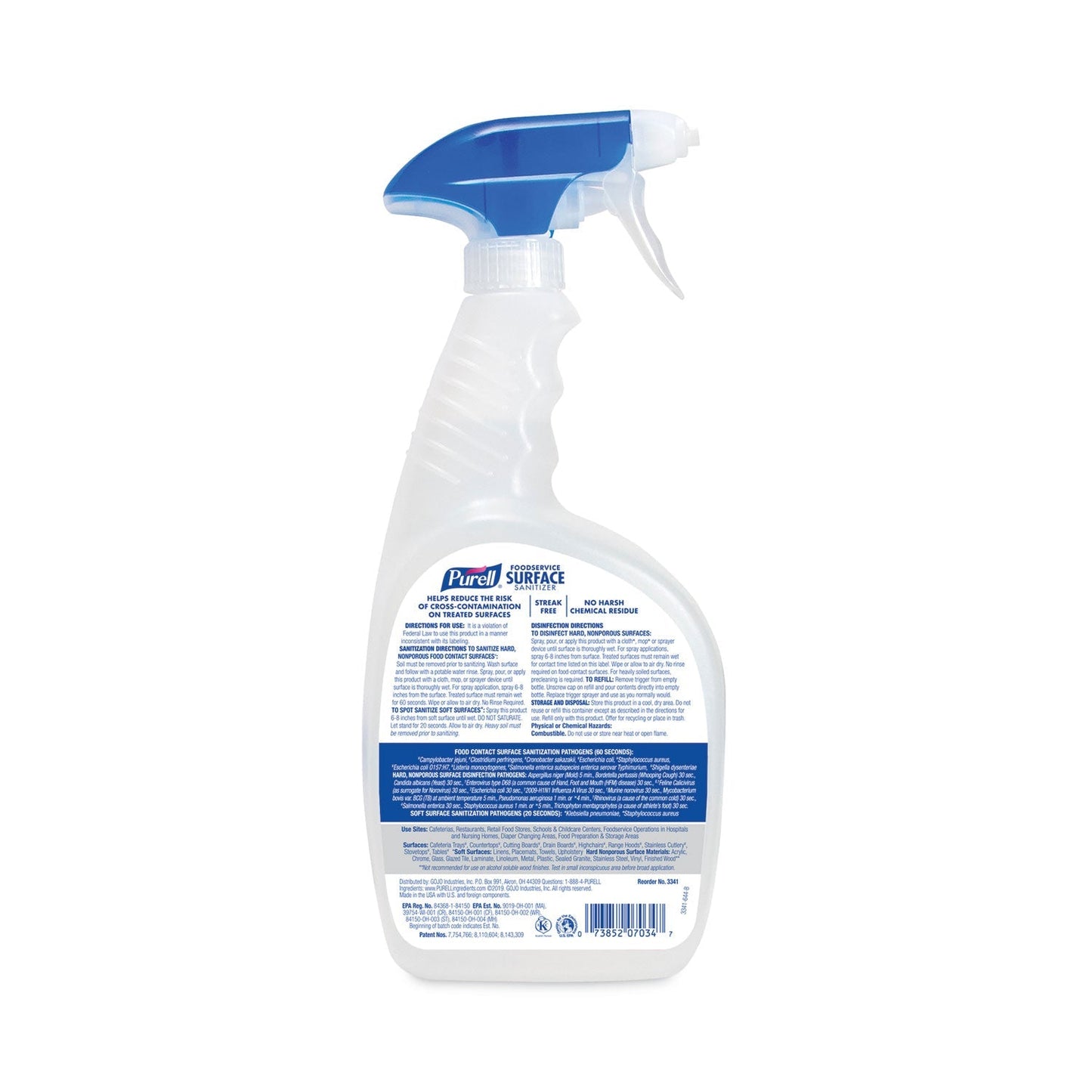 Foodservice Surface Sanitizer3, Fragrance Free, 32 oz Bottle with Spray Trigger Attached, 6/Carton - OrderMe