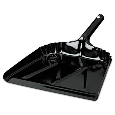Heavy-Duty Metal Dust Pan, 12 x 14, 20-Gauge Steel, Black - OrderMe