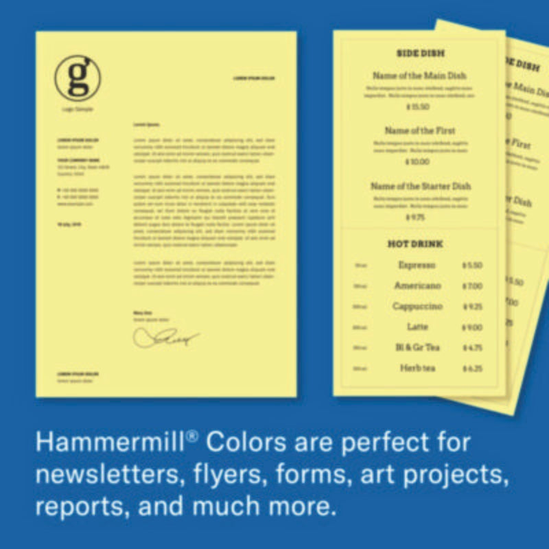 Colors Print Paper, 20 lb Bond Weight, 11 x 17, Canary, 500/Ream - OrderMe