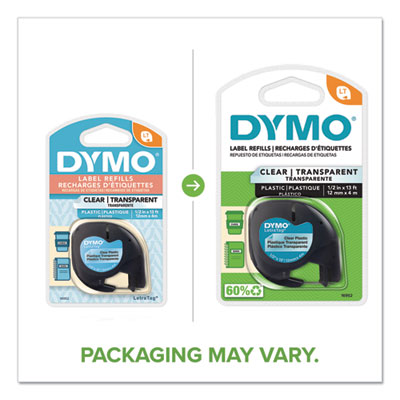 DYMO® LetraTag Plastic Label Tape Cassette, 0.5" x 13 ft, Clear - OrdermeInc