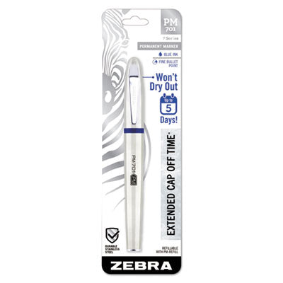 Zebra® PM-701 Permanent Marker, Medium Bullet Tip, Blue - OrdermeInc