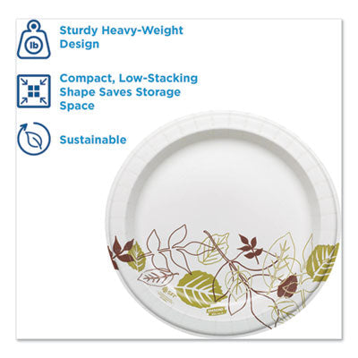 DIXIE FOOD SERVICE Pathways Soak Proof Shield Heavyweight Paper Plates, WiseSize, 8.5" dia, Green/Burgundy, 500/Carton - OrdermeInc