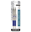 Zebra® F-402 Ballpoint Pen, Retractable, Fine 0.7 mm, Blue Ink, Stainless Steel/Blue Barrel, 2/Pack - OrdermeInc