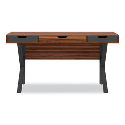 Whalen® Stirling Table Desk, 59.75" x 23.75" x 31", Natural Walnut/Charcoal Gray - OrdermeInc