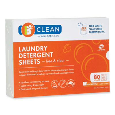 Boulder Clean Laundry Detergent Sheets, Free and Clear, 40/Pack - OrdermeInc